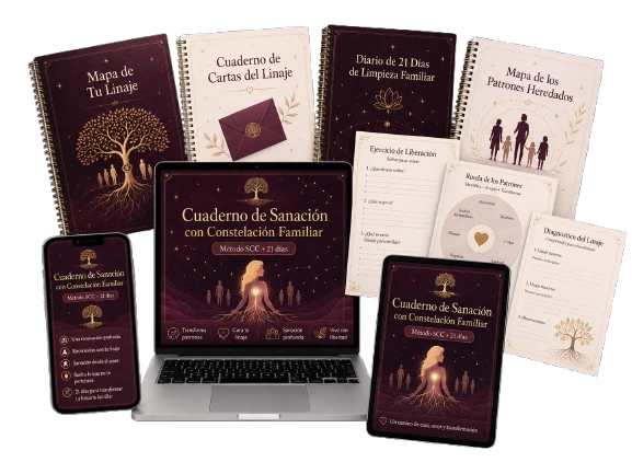 Mockup del Cuaderno de Sanación con Constelación Familiar